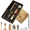 Joyeee Penna Dip in Legno con Pennino calligrafia Set, coltello aprilettere vintage, porta penne, candele tealight, kit di sigillo di cera, idea per scrittura, disegno, firme, regali d'arte