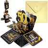 COSORO Biglietto Auguri Compleanno 3D 50 Anni Oro Nero,Biglietti Auguri Pop Up Happy Birthday Gift Card con Appunti Buste,Biglietti Regalo Compleanno Famiglia per Donna Uomo Mamma Papà Nonna
