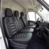 GIOVANNI BUTTI Coprisedili per auto, universali, 2 +1 per Transit Custom (2016-2023), coprisedili anteriori, di alta qualità, in lino, nero e grigio, coprisedili per auto doppi sedili anteriori, con