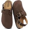 Jesindr Sabot Donna Unisex Ciabatte Cinturino Regolabile sul Tallone | Zoccoli in Pelle con Sottopiede in Sughero Antiscivolo Leggere Comodo Sandali