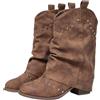Vhersily 2026 Stivali Texani Donna Western Boho, Ghetta con Frange e Borchie Punta Affusolata, Tacco Medio con Rivetti Stivaletti in Pelle Scamosciata Stivali Monta Western Cowboy Antiscivolo Moda
