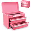WORKPRO Mini Cassetta degli Attrezzi in Metallo con 2 Cassetti e & Superior | Con spazio superiore, ideale per ufficio, scrivania e spogliatoio, per riporre in modo ordinato piccoli oggetti