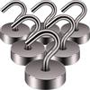 Neosmuk ganci magnetici al neodimio, 18 kg, grigio, 6 pezzi | Ganci magnetici extra forti per armadietti, attrezzatura da officina, tenda da tetto, griglia, appendiabiti