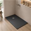 Inbagno Piatto doccia marmoresina con effetto pietra serie Karen, in diverse dimensioni e colori, spessore ultraslim 3 cm, riducibile su misura, con griglia in acciaio inox (75x120, Antracite)