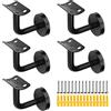 KMERCE 5pcs Supporti per Corrimano scala nera, Supporti per ringhiere per scale in acciaio inox, 60 x 80 mm, con viti, per ringhiere per scale interne ed esterne