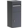 Wiltec Cassetta portapacchi antracite 410 x 380 x 1020 mm, cassetta portapacchi domestica, ricezione pacchi privata adatta per pacchi e pacchetti, cassetta postale da terra in acciaio