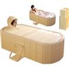 BONJUME Vasca da Bagno Pieghevole per Adulti, 2 in 1 Bagno di Ghiaccio e Acqua Calda, 150x55x50 cm di Spessore Vasca da Bagno Portabile Indipendente per Doccia con Coperchio Minipiscina per Spa a Casa Bagno