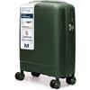 4FLY Trolley Da Cabina Rigido Leggero M - 55×37×20 cm (35L), Valigia Cabina Con Serratura TSA, Porta USB, 4 Ruote Spinner, Manico Telescopico In Alluminio, Conforme Compagnie Aeree
