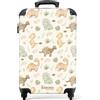 NoBoringSuitcases.com NoBoringSuitcases© Valigia Cabina Bambino Bagaglio Bambini Trolley Viaggio | 55x35x20 cm - Aereo Cabin Size Rigida Leggera Ruote Valigie Bimbo Dino - Motivo - Colori pastello