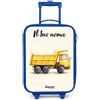 NoBoringSuitcases.com NoBoringSuitcases© Valigia Blu Per Bambini Personalizzato Con Un Nome | 48x31x19 cm - Bagaglio Ultraleggero Trolley A Mano Rigidi LED Ruote Valigie Neonato - Ragazzo - Dumper - Firmato - Giallo