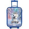 NoBoringSuitcases.com NoBoringSuitcases© Valigia Blu Per Bambini Compatto Bagaglio Ultraleggero | 48x31x19 cm - Bagagli Rigidi LED Ruote Valigie Neonato Bimbi - Ragazze - Orso polare - Corona - Inverno