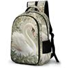 WECECE Zainetti Swan Bambine 7 Anni Zaino per Computer Swan Print Bambina Classe 1-3 Borsa Scolastica per Studenti Durable Resistente Tempo Libero Sport Backpack