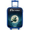 NoBoringSuitcases.com NoBoringSuitcases© Valigia Blu Per Bambini Personalizzato Con Un Nome | 48x31x19 cm - Bagaglio Ultraleggero Trolley A Mano Rigidi LED Ruote Valigie Neonato - Ragazze - Notte - Volo - Foresta