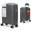 4FLY Trolley Da Cabina Rigido Leggero M - 55×37×20 cm (35L), Valigia Cabina Con Serratura TSA, Porta USB, 4 Ruote Spinner, Manico Telescopico In Alluminio, Conforme Compagnie Aeree