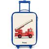 NoBoringSuitcases.com NoBoringSuitcases© Valigia Blu Per Bambini Compatto Bagaglio Ultraleggero | 48x31x19 cm - Trolley A Mano Rigidi LED Ruote Valigie Bimbi - Ragazzo - Autopompa - Firmato - Rosso