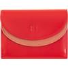 DUDU Portafoglio Donna Vera Pelle RFID con Portamonete, Portafogli Colorato a Doppia Patta Porta Carte di Credito Porta Banconote Rosso fiamma