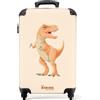 NoBoringSuitcases.com NoBoringSuitcases© Valigia Cabina Bambino Bagaglio Bambini Trolley Viaggio | 55x35x20 cm - Aereo Cabin Size Rigida Leggera Ruote Valigie Bimbo T-rex - Dino - Colori arancioni
