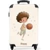NoBoringSuitcases.com NoBoringSuitcases© Valigia Cabina Bambino Bambini Trolley Da Viaggio | 55x35x20 cm - Bagaglio A Mano Aereo Rigido Leggerissimo 4 Ruote Valigie Ragazzo - Basket - Colori beige