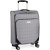 London Fog Valigia con ruote - Valigia leggera e di grande capacità LFL003/04, Pied de poule color crema, S - 21 Inch, Bagagli morbidi