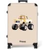 NoBoringSuitcases.com NoBoringSuitcases© Valigia Grande Bambini Trolley Da Stiva Viaggio Rigido | 77x51.5x28 cm - Leggero 4 Ruote Valigie Per Bimbo Large XL Bagaglio Monster truck - Giallo - Sfondo beige