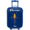 NoBoringSuitcases.com NoBoringSuitcases© Valigia Blu Per Bambini Personalizzato Con Un Nome | 48x31x19 cm - Bagaglio Ultraleggero Bagagli Rigidi LED Ruote Valigie Neonato Bimbi - Ragazzo - Razzo - Pianeti - Stelle