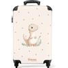 NoBoringSuitcases.com NoBoringSuitcases© Valigia Cabina Bambino Bagaglio Bambini Trolley Viaggio | 55x35x20 cm - Aereo Cabin Size Rigida Leggera Ruote Valigie Bimbo Beige - Dino - Pois - Sfondo