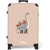 NoBoringSuitcases.com NoBoringSuitcases© Valigia Grande Bambini Trolley Da Stiva Viaggio Rigida | 77x51.5x28 cm - Leggera Ruote Valigie Neonato Bagaglio Suitcase Large XL Dinosauro - Blu - Sfondo beige a pois