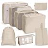 Bansga Organizer Valigia，8Pcs organizer da viaggio, Viaggio Travel Organizer, Abbigliamento Organizzatori Sacchi Valigia di Stoccaggio Set-Beige