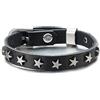 COOLSTEELANDBEYOND Gotico, Uomo Donna Braccialetto, Nero Cuoio Pelle Bracciale con Convesso Stella Rivetti, Fibbia Chiusura