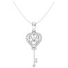 Hello Diamond Collana da donna a forma di cuore, con chiave in oro rosa e oro bianco - Collana placcata in oro 925 con ciondolo scintillante, regalo romantico per le donne