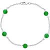 Bling Jewelry Braccialetto Delicato E Semplice Con Autentica Pietra Preziosa Di Giada Verde A Forma Di Sfera Con Catena A Tazza Di Latta Per Donne In Argento Sterling .925 Lungo 7 Pollici