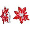 Bling Jewelry Grande Statement Fiore Festa Vacanza Bianco Rosso Smalto Poinsettia Spilla Orecchini Clip Su Sciarpa Set Di Gioielli Per Donne In Argento Dorato Placcato