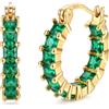 Roheafer Orecchini Cerchio Argento 925 per Donna | Ipoallergenici Oro 14K Placcato Orecchini con Cubic Zirconia, Leggeri Huggie Cerchio Gioielli Regali 20mm(Green)