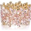 EVER FAITH Bracciale Elastico Art Deco Vintage Rotonda Cristalli Marquised Gioielli da Polso per Party Prom