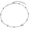 Weelody Cavigliera da donna in argento Sterling, regolabile, con ciondolo a forma di lucchetto, gioiello da spiaggia, Medio, Argento sterling