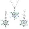 Clearine Elegante collana con pendente a fiocco di neve, set di orecchini con gancio e penzoloni, bigiotteria dichiarativa, regalo di Natale invernale per donne, gemma diamante blu topazio
