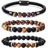 KALVICA Bracciale con Perline in Pietra Naturale e Occhio di Tigre per Uomo e Donna - Chiusura Magnetica in Acciaio Inossidabile