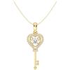 Hello Diamond Collana da donna a forma di cuore, con chiave in oro rosa e oro bianco - Collana placcata in oro 925 con ciondolo scintillante, regalo romantico per le donne