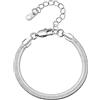 FindChic Bracciale a catena a serpente, larghezza 3 mm, 5 mm, in acciaio inox, a spina di pesce, braccialetto da donna, 21 cm