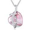 AOBOCO Cuore in argento sterling I Love You Collana da donna con cristalli, regalo di compleanno per le donne fidanzato (l Love You (Pink))