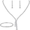 Clearine - Set di gioielli per matrimoni, feste e costumi con collana a goccia, braccialetto tennis, orecchini pendenti e set di gioielli in zirconia cubica per donne, tonalità argento chiaro, Zinco