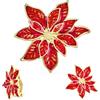 Bling Jewelry Grande Statement Fiore Festa Vacanza Bianco Rosso Smalto Poinsettia Spilla Orecchini Clip On Set Gioielli Spilla Sciarpa Di Natale Per Donne Placcato Oro