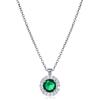 Diamond Treats Collana Donna in Argento Sterling 925 con Pendente Halo e Pietra Centrale Colorata, Zirconi Cubici AAA, Catena Regolabile, Idea Regalo Elegante