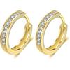 AOBOCO Orecchini da donna in argento Creoles 925 con zirconi AAA Piccoli Creoles addormentati 13 mm (oro 13 mm)