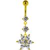 Monster Piercing Piercing per Ombelico in Argento Sterling 925 con Zirconia cubica Trasparente, 3 Micron, Doppio Rotondo e Fiore