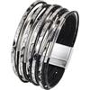 Yunmeryker Bracciale Avvolgente Multistrato da Donna Moderno, Accessorio Personalizzabile in Pelle Sintetica E Lega con Chiusura Facile, Adatto Come Regalo, Nero