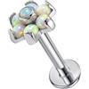 AZARIO LONDON Piercing per labbro G23 in titanio con pietra opale, a pressione, 16 gauge, piercing per trago, elica, trago