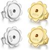 Jiahanzb 4 pezzi Chiusure per Orecchini Ferma Anallergici, d'Argento 925 Tappo Farfalline per Orecchini a Perno e Ganci(fiore-argento e oro)