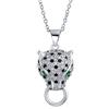 Bling Jewelry Estate Art Deco Style Animali Macchiati Nero Bianco Gatto Occhio Verde Cubic Zirconia CZ Pantera Collana Pendente Per Le Donne Placcato Argento Brass