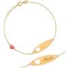 Sakrami Bracciale in Oro con Cuore Smaltato e Cuore Sagomato + Gioiello con scatola Personalizzata + Idea Regalo per Nascita, Battesimo e Comunione Occasioni Speciali + Confezione regalo